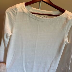 LOFT White Fitted 3/4 Sleeve Blouse